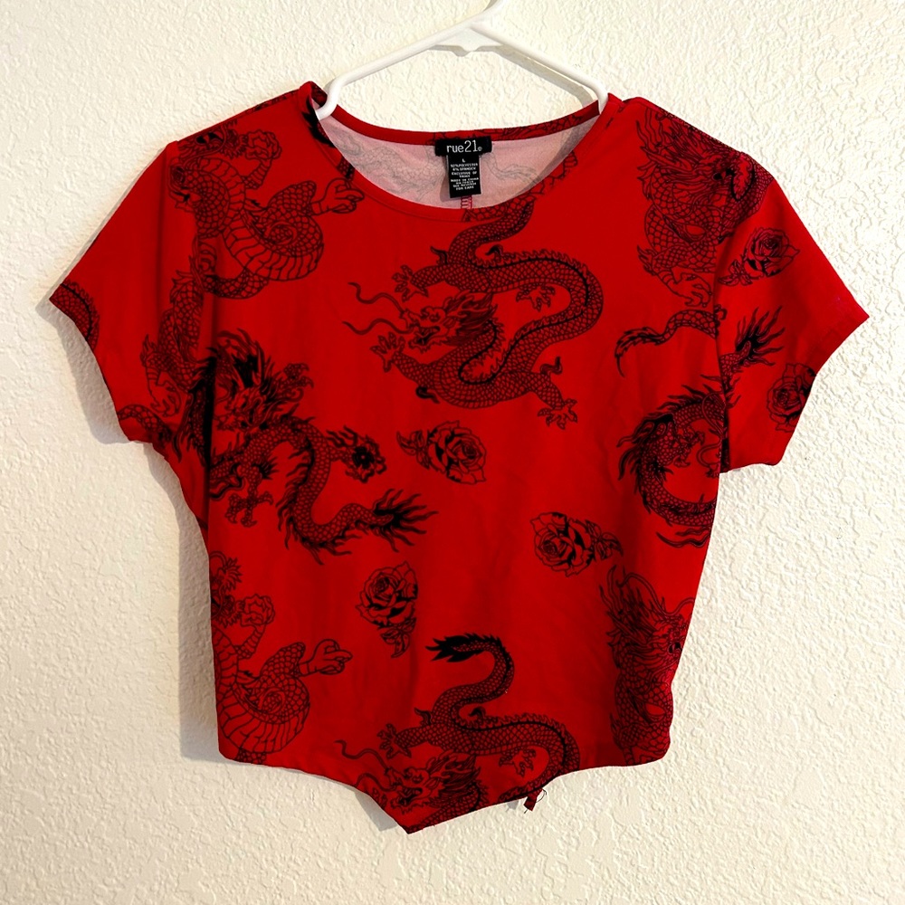 red backless top